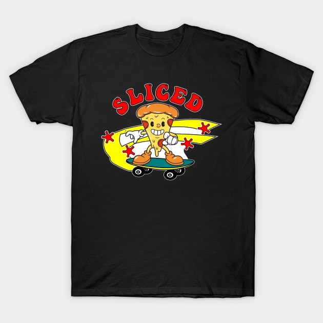 Sliced Pizza Skateboard T-Shirt by Redmanrooster